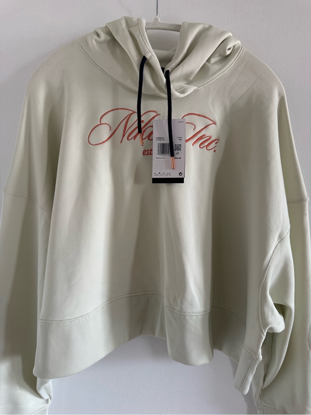 Nike light green Hoodie with Pink Script and Black Drawstrings